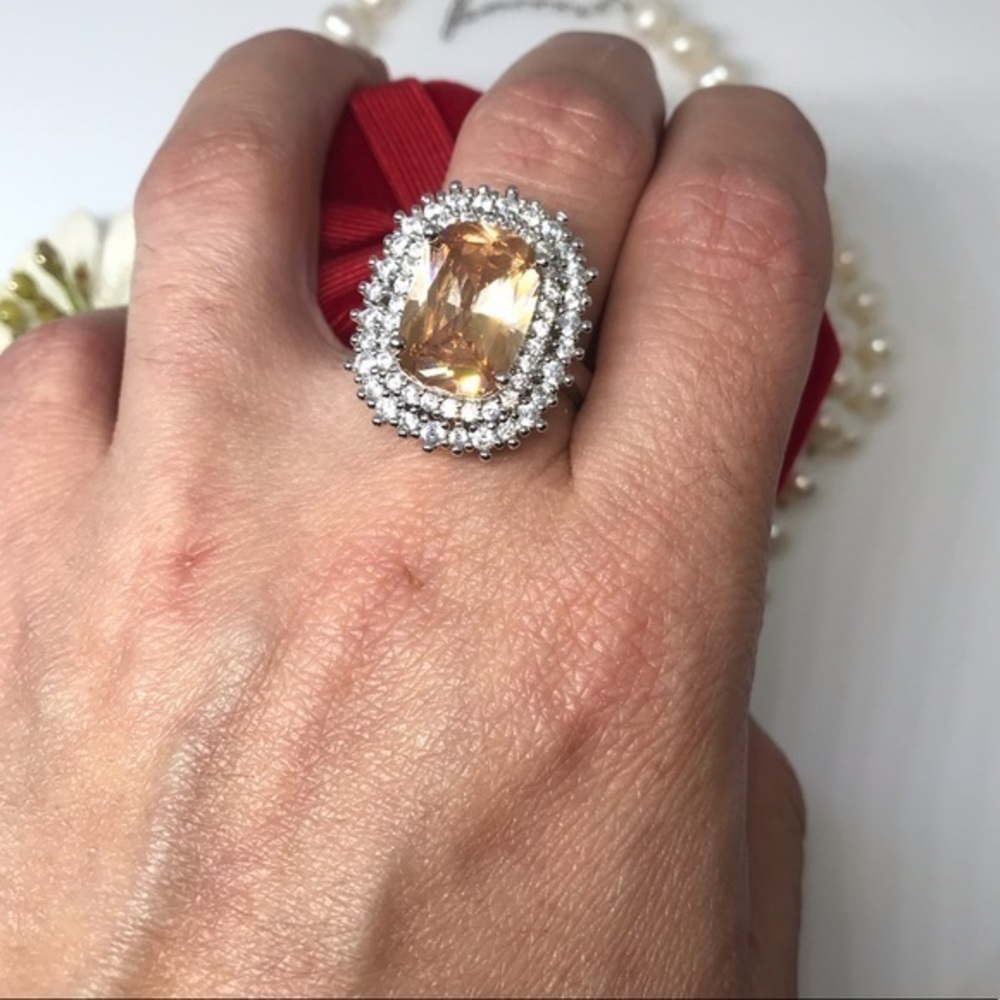Beautiful created gem sterling silver ring